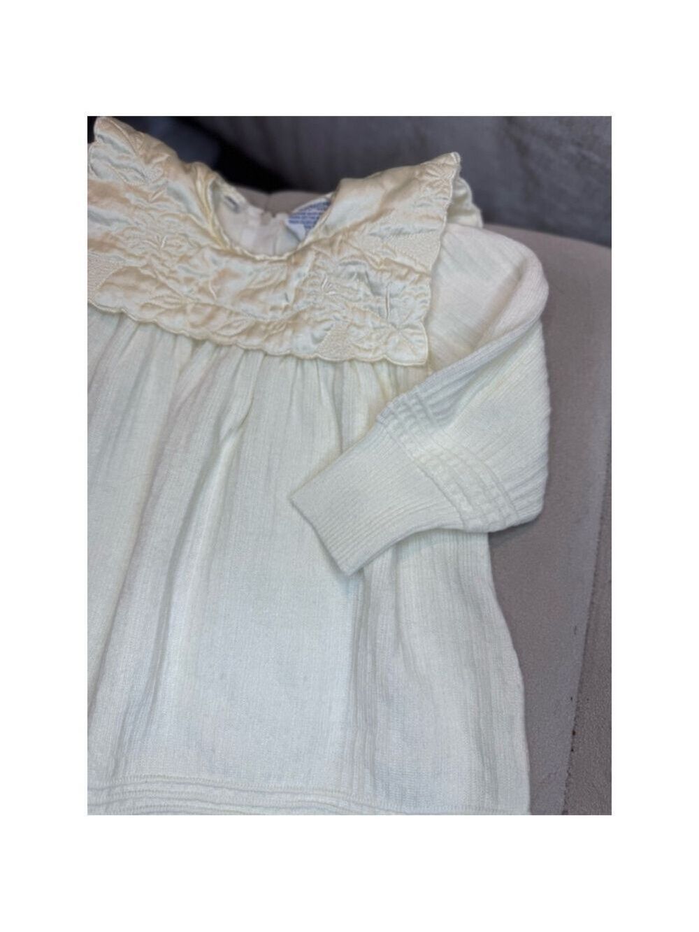 Vintage sweater baby dress square satin collar embroidered sweater dress 24 mon￼ - Picture 8 of 12